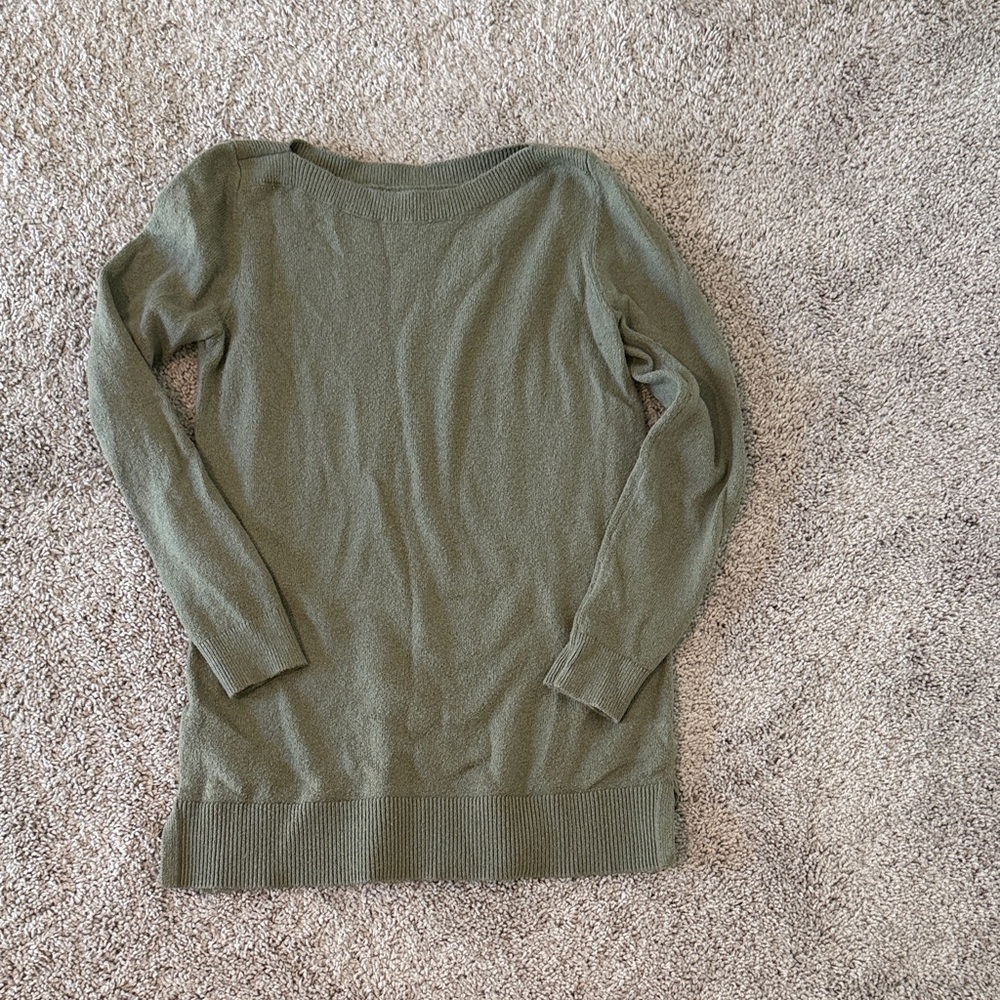 LOFT Olive Green Lightweight Boatneck Sweater